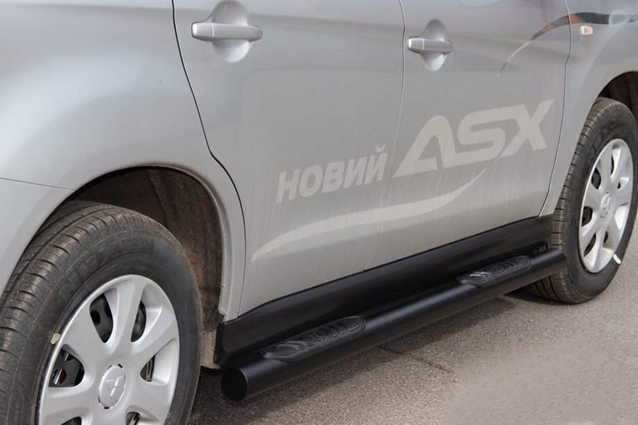 Mitsubishi ASX 2010-2023 рр. Бічні труби BB002 Black (2 шт., нерж.) Фото 4