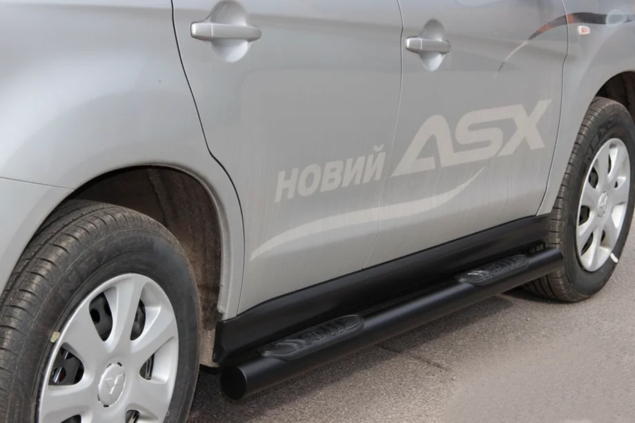 Mitsubishi ASX 2010-2023 рр. Бічні труби BB002 Black (2 шт., нерж.) Фото 4