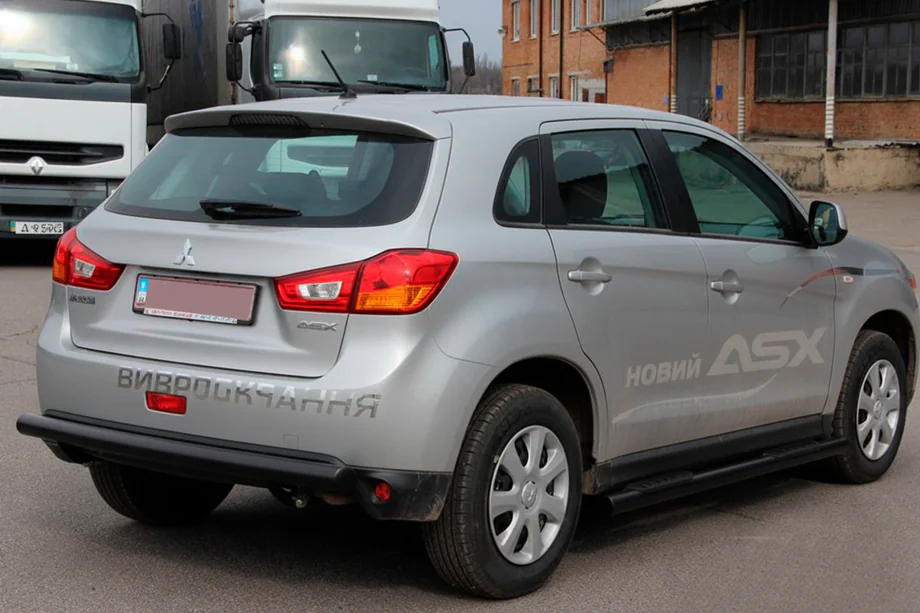 Mitsubishi ASX 2010-2023 рр. Бічні труби BB002 Black (2 шт., нерж.) Фото 3
