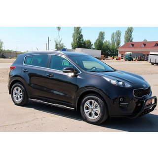Бічні труби BB002 Black (2 шт., нерж) Kia Sportage 2015-2021 рр. фото 2