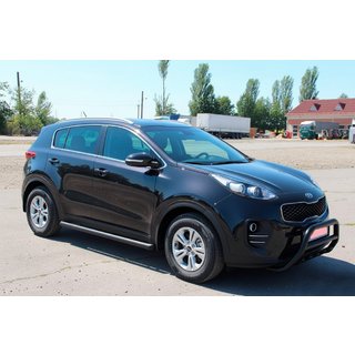 Бічні труби BB001 Black (2 шт., нерж) Kia Sportage 2015-2021 рр. фото 2