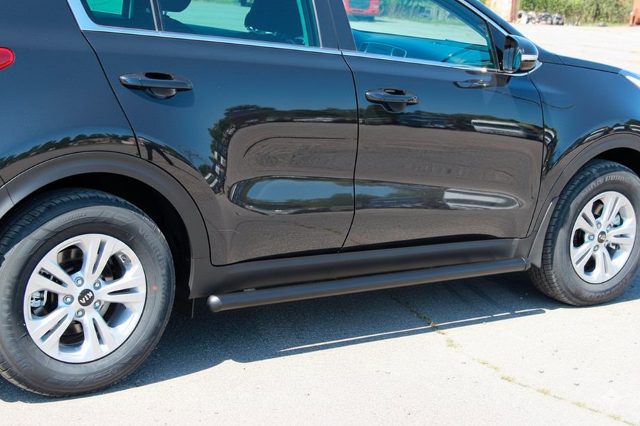 Kia Sportage 2015-2021 рр. Бічні труби BB001 Black (2 шт., нерж) Фото 1