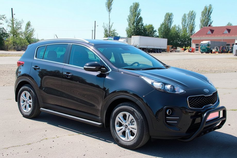 Kia Sportage 2015-2021 рр. Бічні труби BB001 Black (2 шт., нерж) Фото 2