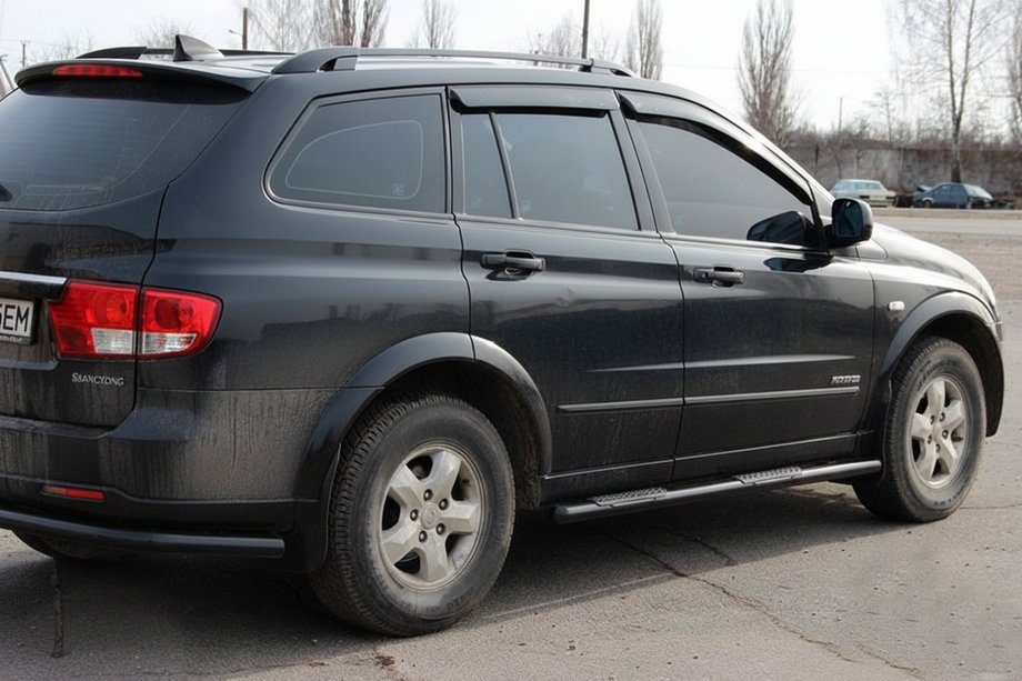 SsangYong Kyron 2005-2014 рр. Бічні труби BB002 Black (2 шт., нерж.) Фото 3