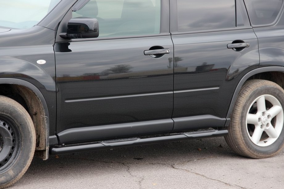 Nissan X-trail T31 2007-2014 рр. Бічні труби BB002 Black (2 шт., нерж) Фото 1