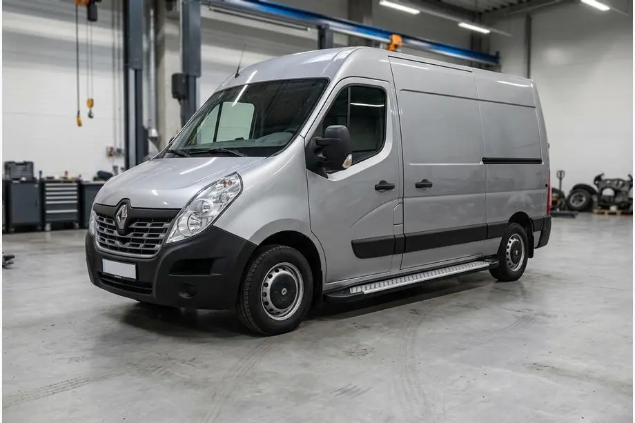 Renault Master 2011-2023 рр. Бокові пороги Allmond Grey (2 шт., алюміній) Image
