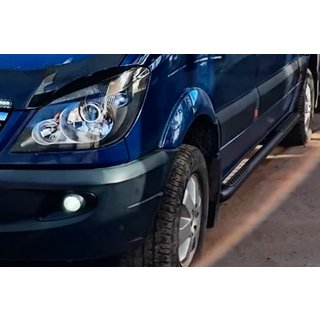 Бічні труби Black (2 шт., нерж.) Mercedes Sprinter W906 2006-2018 рр. фото 2