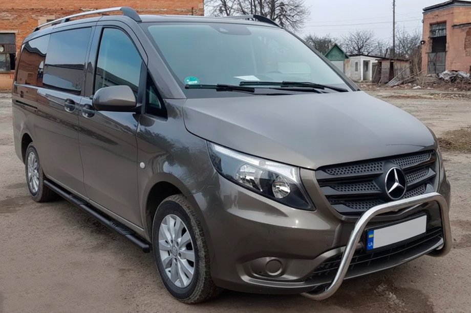 Mercedes Vito/V-class W447 2014- рр. Бічні труби Black (2 шт., Нерж.) Фото 1