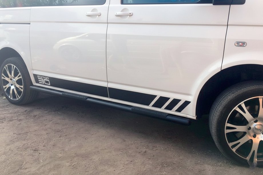 Volkswagen T5 2010-2015 рр. Бічні труби Black (2 шт., нерж) Фото 12