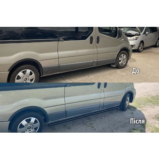 Бічні труби BB002 Black (2 шт., нерж.) Opel Vivaro 2001-2015 рр. фото 1