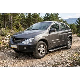 Бокові пороги Maydos V1 (2 шт., Алюміній ↗ нерж) SsangYong Action 2005-2018 рр. фото 1