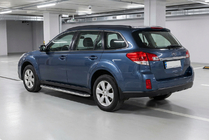 Subaru Outback 2009-2014 рр. Бокові пороги Maydos V1 (2 шт., Алюміній ↗ нерж) фото 1