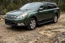 Subaru Outback 2009-2014 рр. Бокові пороги Bosphorus Black (2 шт., Алюміній) фото 1