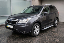 Subaru Forester 2013-2018 рр. Бокові пороги Allmond Grey (2 шт., алюміній) фото 1