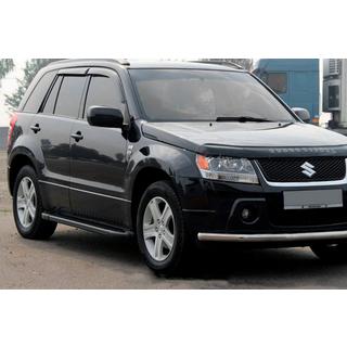 Бокові пороги Allmond Black (2 шт., алюміній) Suzuki Grand Vitara 2005-2017 рр. фото 1