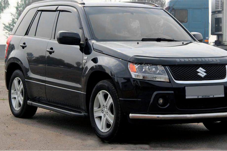 Suzuki Grand Vitara 2005-2017 рр. Бокові пороги Allmond Black (2 шт., алюміній) Image
