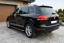 Volkswagen Touareg 2010-2018 рр. Бокові пороги Maydos V1 (2 шт., алюміній ↗ нерж) фото 1