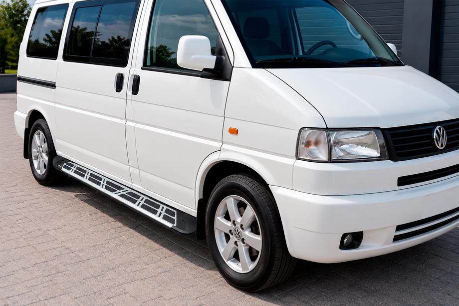 Volkswagen T4 Transporter 1990-2003 рр. Бокові пороги Sunrise (2 шт., алюміній) Фото 1