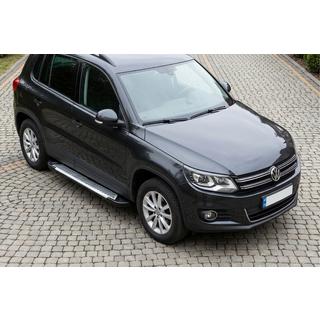 Бокові пороги Line (2 шт., Алюміній) Volkswagen Tiguan 2007-2016 рр. фото 1