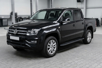 Volkswagen Amarok 2010-2022 рр. Бокові пороги Bosphorus Black (2 шт., Алюміній) фото 1