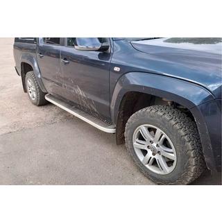 Бокові пороги Tayga Grey (2 шт., алюміній) Volkswagen Amarok 2010-2022 рр. фото 1