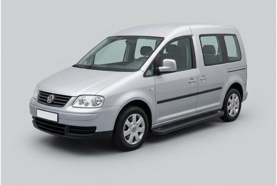 Volkswagen Caddy 2004-2010 рр. Бокові пороги Allmond Black (2 шт., Алюміній) Maxi база Фото 1