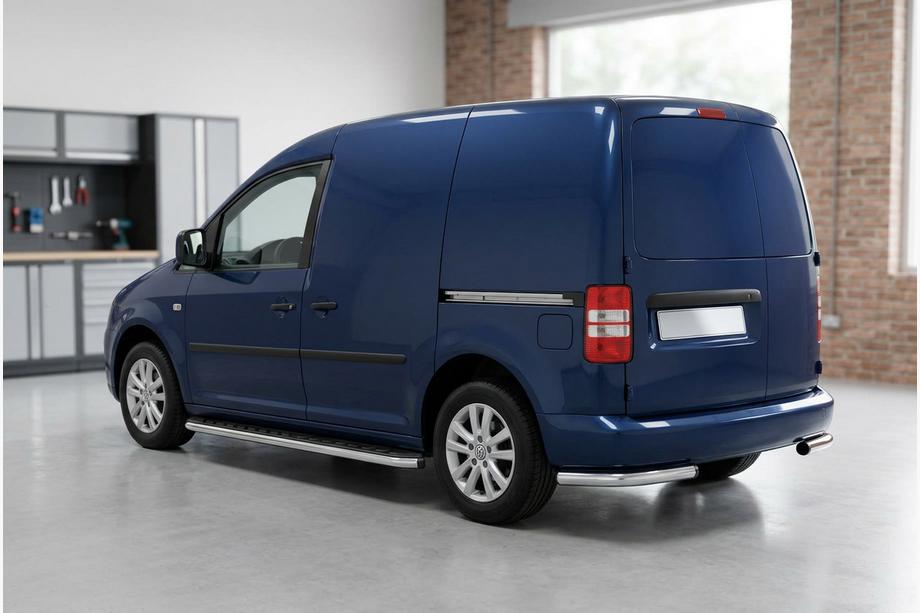 Volkswagen Caddy 2004-2010 рр. Бокові пороги Maydos V1 (2 шт., Алюміній ↗ нерж) Стандартна база Фото 1