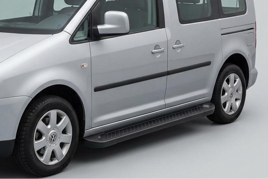 Volkswagen Caddy 2010-2015 рр. Бокові пороги Allmond Black (2 шт., Алюміній) Фото 1