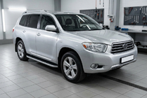 Toyota Highlander 2008-2013 рр. Бокові пороги Tayga Grey (2 шт., алюміній) фото 1