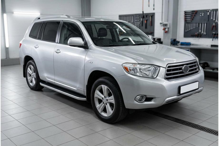 Toyota Highlander 2008-2013 рр. Бокові пороги Tayga Grey (2 шт., алюміній) Image