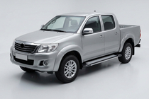 Toyota Hilux 2006-2015 рр. Бокові пороги Rainbow (2 шт., Алюміній) фото 1