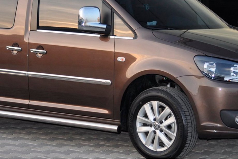 Volkswagen Caddy 2020- рр. Бічні труби BB001 (2 шт., нерж) d60, Maxi база Фото 9