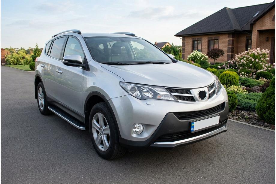 Toyota Rav 4 2013-2018 рр. Бокові пороги Tayga Grey (2 шт., алюміній) Image