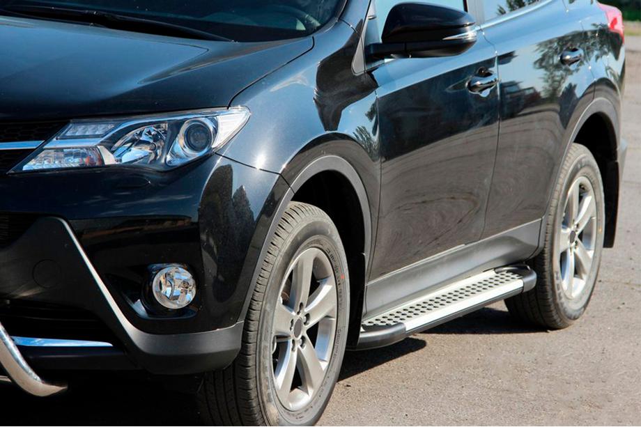 Toyota Rav 4 2013-2018 рр. Бокові пороги Allmond Grey (2 шт., алюміній) Image