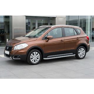 Бокові пороги Tayga Grey (2 шт., Алюміній) Suzuki SX4 S-Cross 2013-2016 рр. фото 1