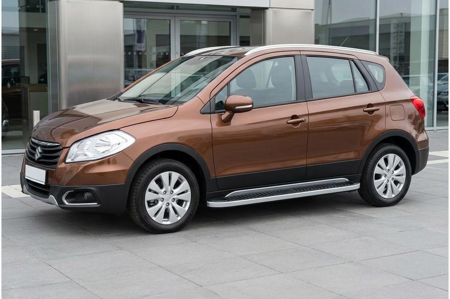 Suzuki SX4 S-Cross 2013-2016 рр. Бокові пороги Tayga Grey (2 шт., Алюміній) Image
