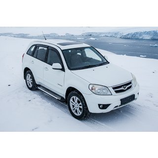 Бокові пороги Line (2 шт., алюміній) Chery Tiggo 3 2005- рр. фото 1