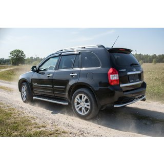 Бокові пороги Maydos V1 (2 шт., Алюміній ↗ нерж) Chery Tiggo 3 2005- рр. фото 1