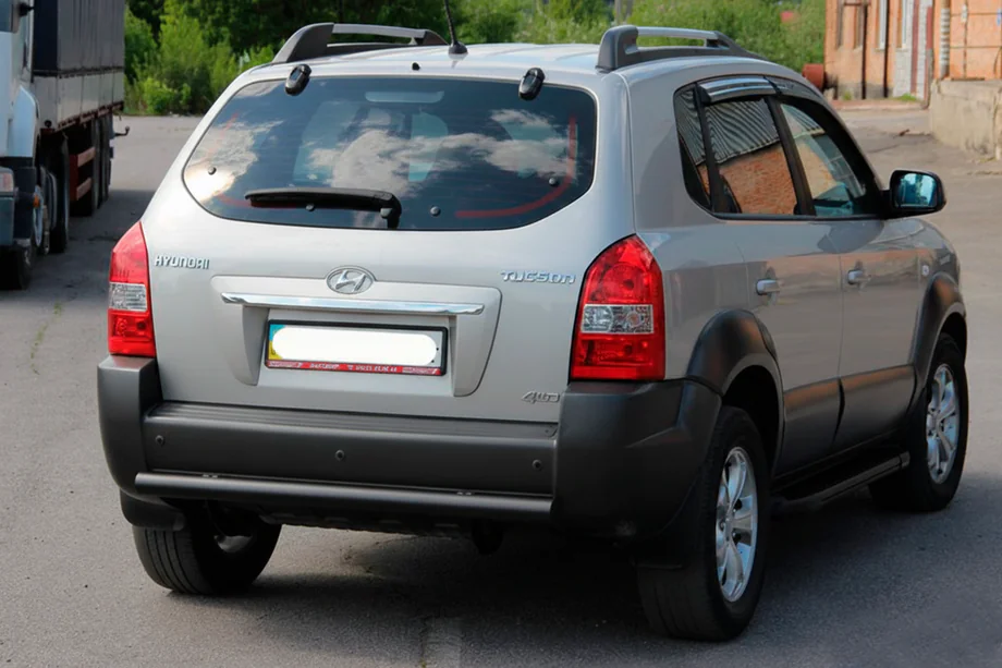 Hyundai Tucson JM 2004- рр. Задня дуга AK002 Black (нерж.) Фото 2