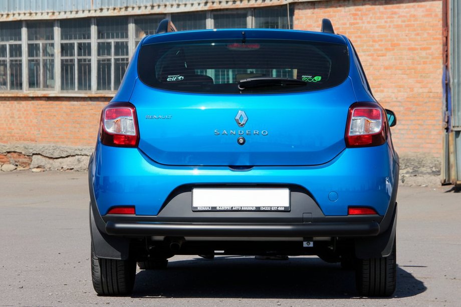 Dacia Sandero 2013-2020 рр. Задня дуга AK002 Black (нерж) Фото 4