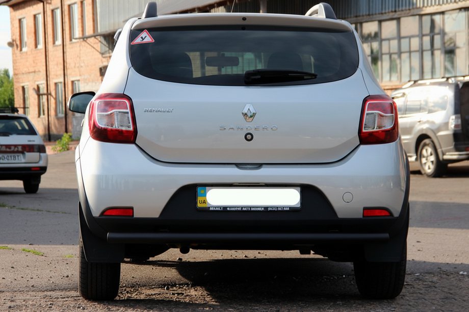 Dacia Sandero 2013-2020 рр. Задня дуга AK002 Black (нерж) Фото 6