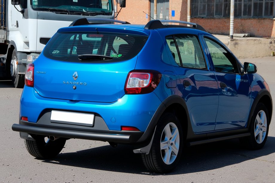 Dacia Sandero 2013-2020 рр. Задня дуга AK002 Black (нерж) Фото 7