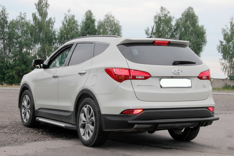 Hyundai Santa Fe 3 2012-2018 рр. Задня дуга AK002 Black (нерж.) Фото 2