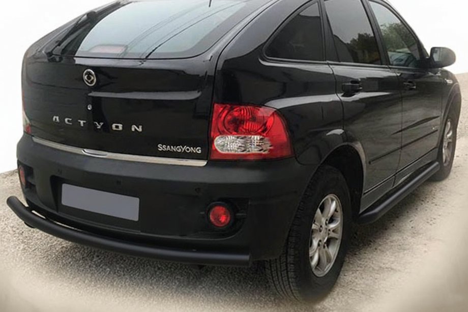 SsangYong Action 2005-2018 рр. Задній захист AK002 Black (нерж) Фото 1
