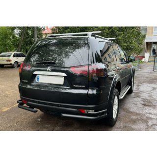 Задній захист AK003-Double Black (2 шт., нерж) Mitsubishi Pajero Sport 2008-2015 рр.
