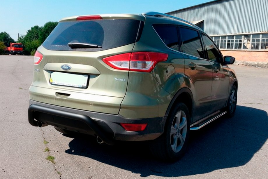 Ford Kuga/Escape 2013-2019 рр. Задня дуга AK007 Black (нерж) Фото 1