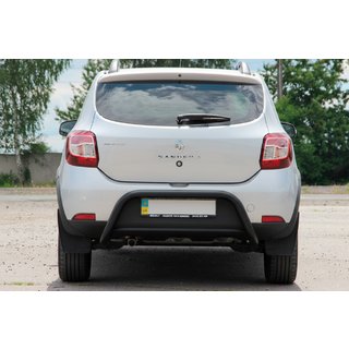 Задня дуга AK007 Black (нерж) Renault Sandero 2013-2022 рр. фото 1