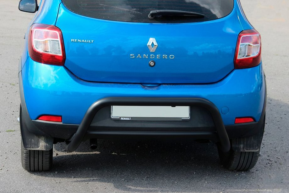Renault Sandero 2013-2022 рр. Задня дуга AK007 Black (нерж) Фото 5