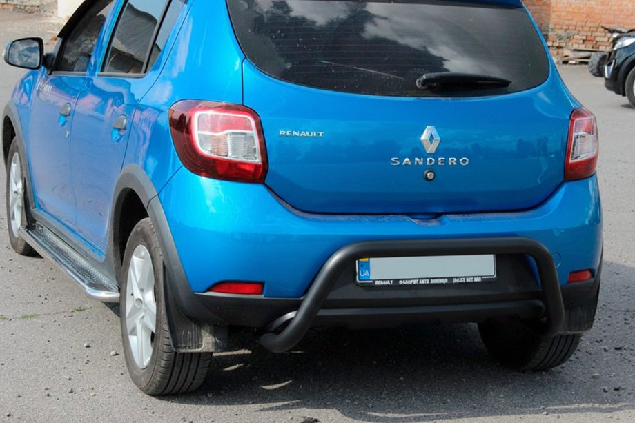 Renault Sandero 2013-2022 рр. Задня дуга AK007 Black (нерж) Фото 6