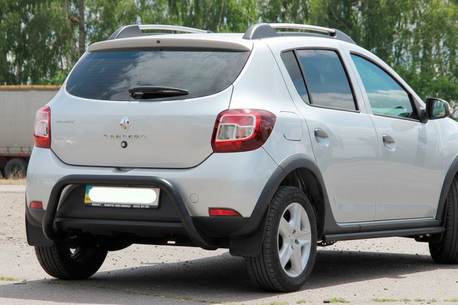 Renault Sandero 2013-2022 рр. Задня дуга AK007 Black (нерж) Фото 2
